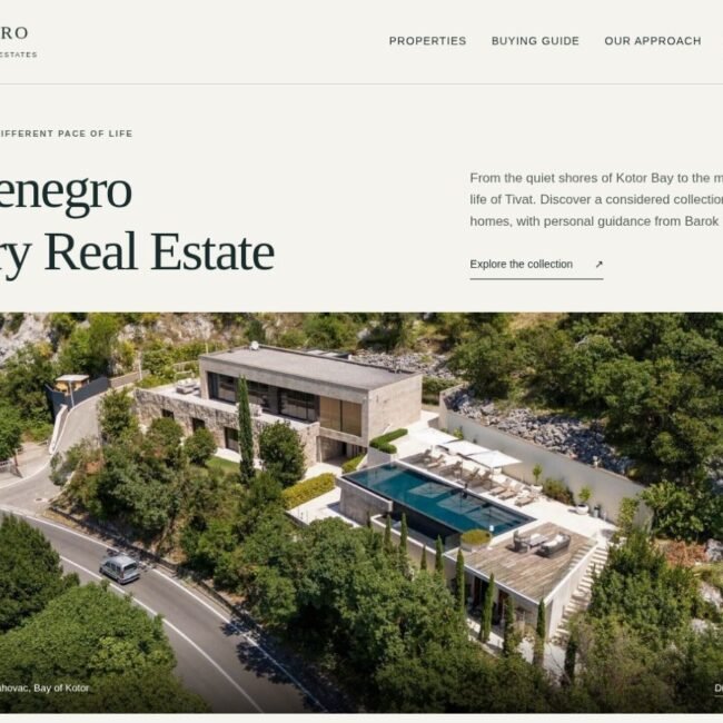 Montenegro Real Estate — property website by Studio Barok for Barok Estates